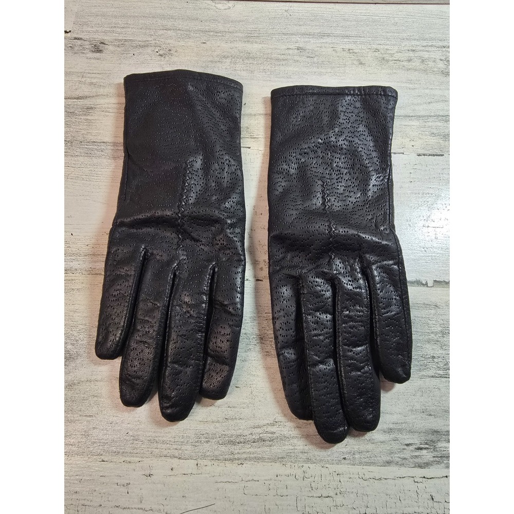 FOWNES Gloves Womens Sz 8 Black Genuine Soft Leather Lined Preppy